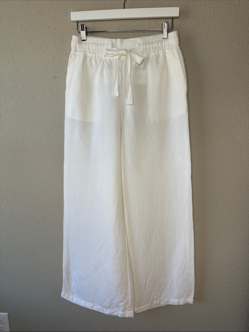 a‎ new day Woman's 100% Linen Wide Leg Pants Size 14" Waist High Rise
